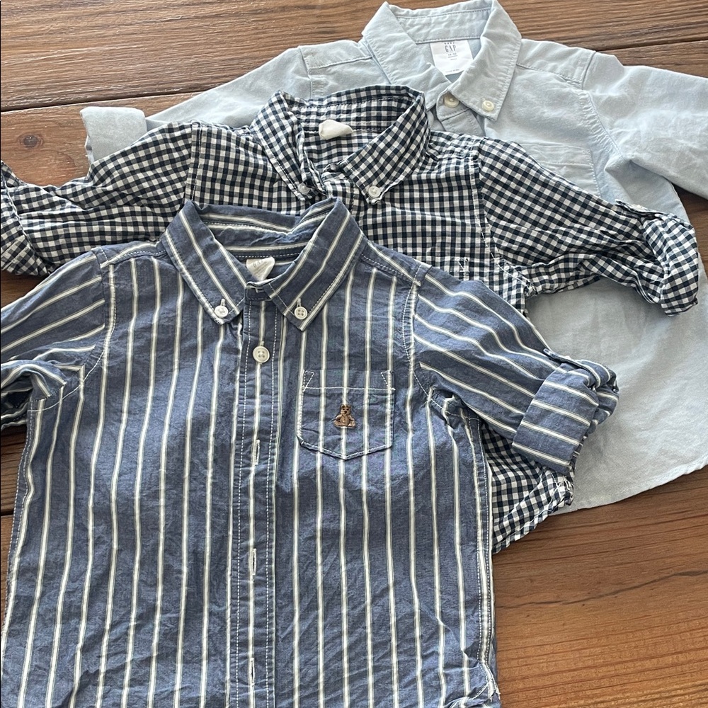 GAP Kids Blue and White Button Down Shirts